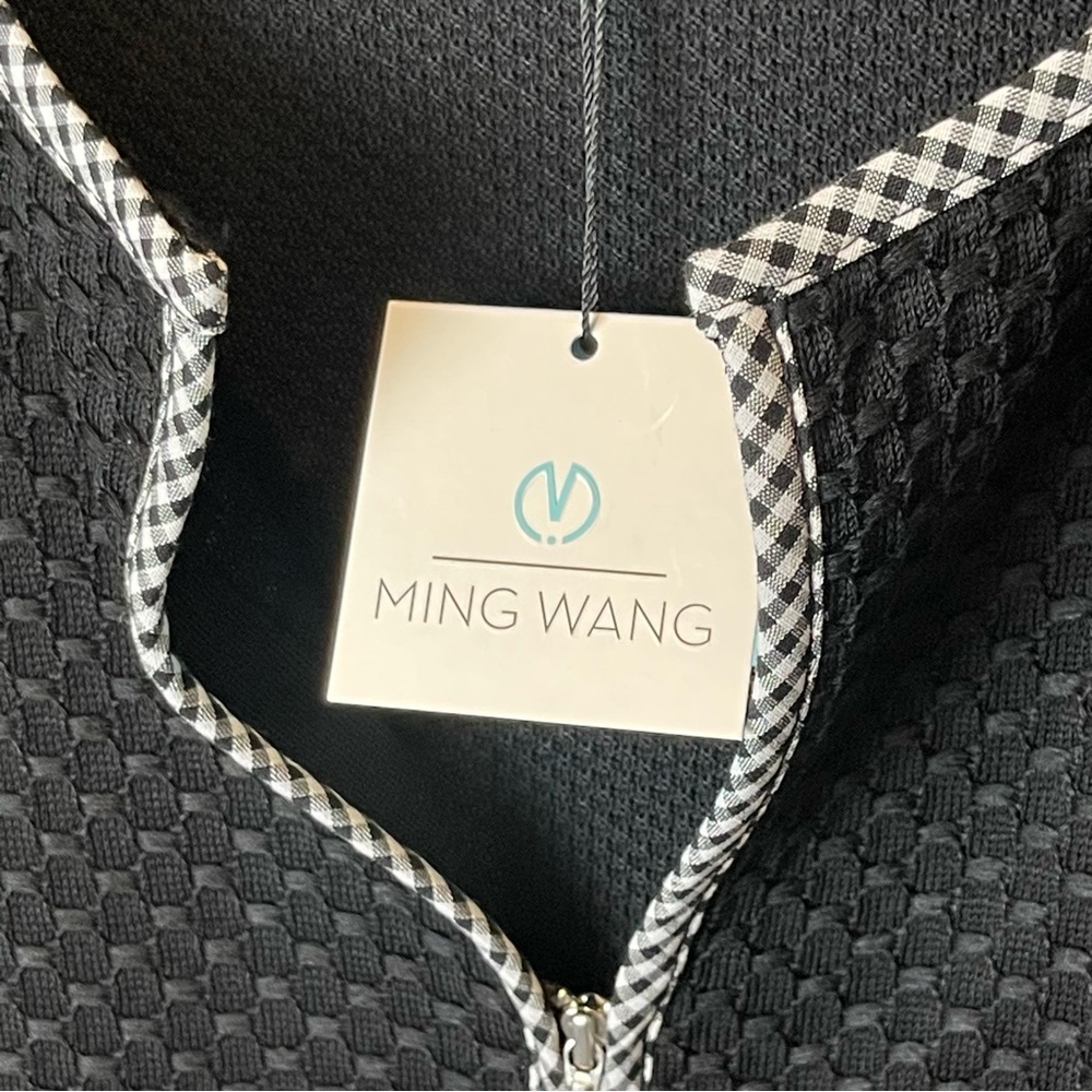 NWT Ming Wang Black Zip Up Textured Gingham Dress 2X - Picture 12 of 13